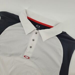 Oakley Golf Polo Shirt Mens XL White Gray Performance Athletic Training‎